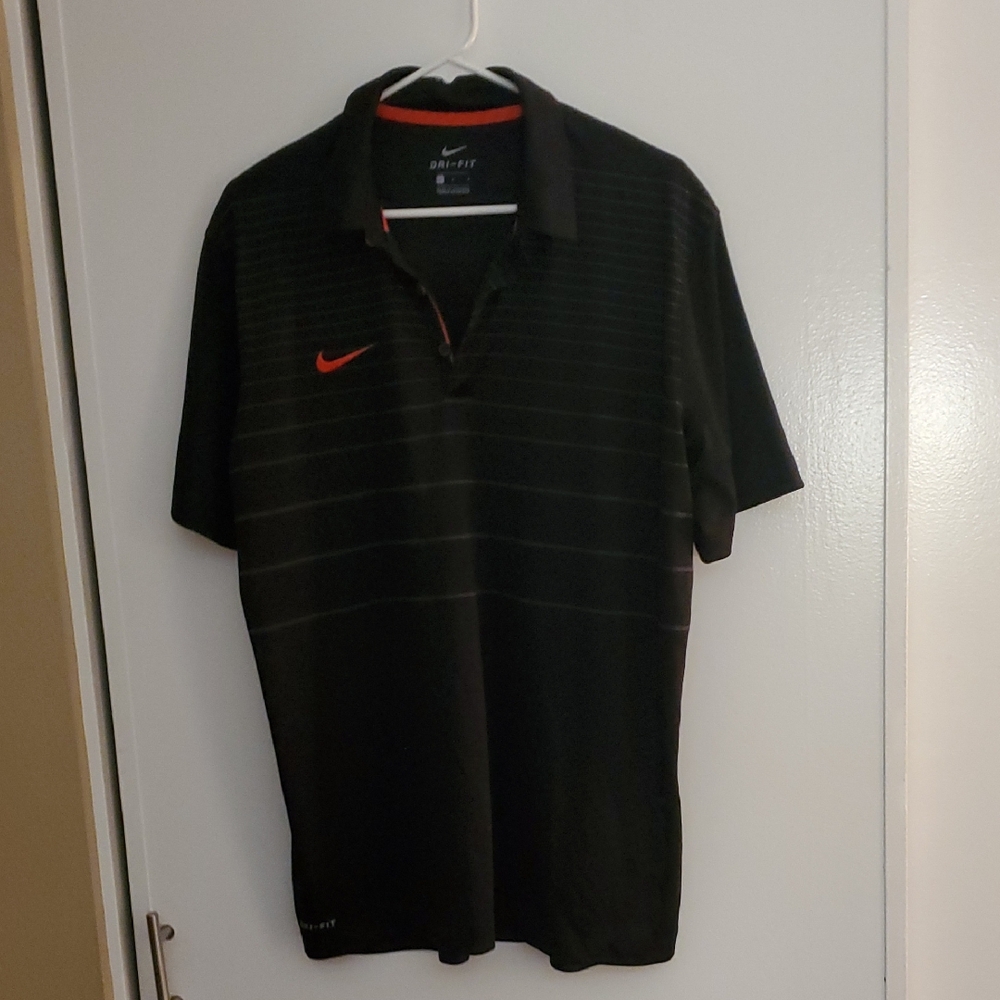 Nike Men's Black and Red Polo Shirt